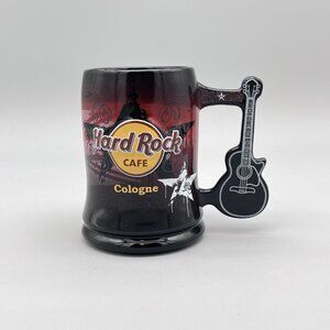 Hard Rock Cafe Cologne Commemorative Coffee Mug Black Acoustic Guitar Handle